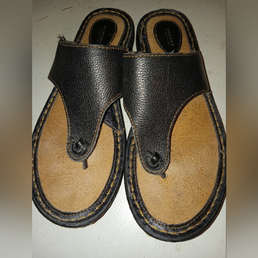 Womens Leather Sonoma Memory Foam Sandals